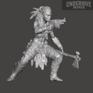 Female Ratskin Brave (pistol and axe) – Underhive Minis