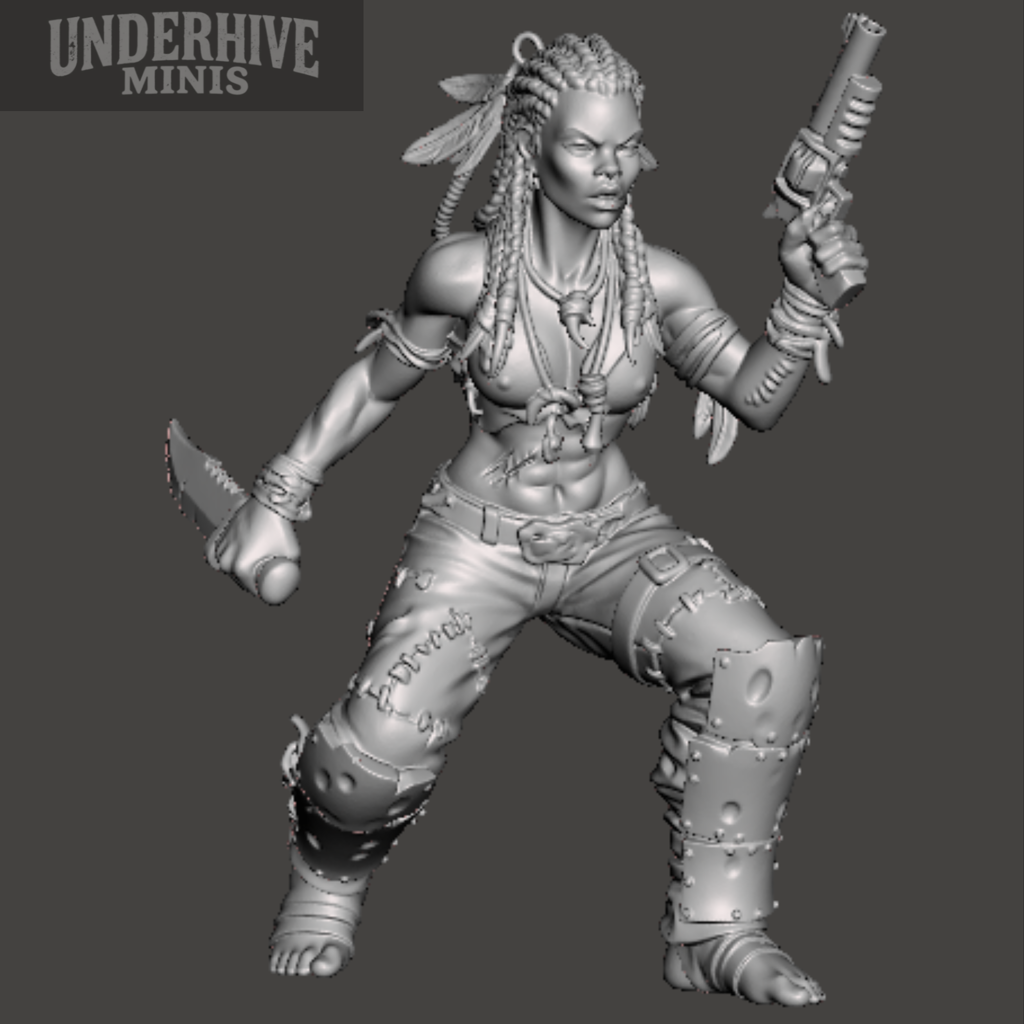 Female Ratskin Brave (Pistol and Knife) – Underhive Minis