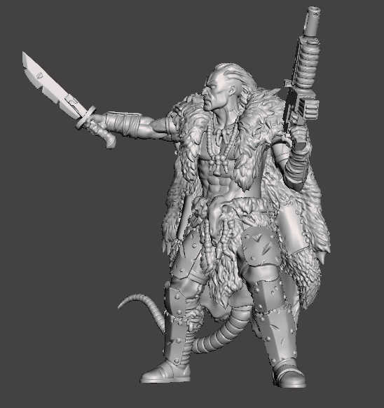 Ratskin Chieftain (Autogun & Sword) – Underhive Minis - Image 3