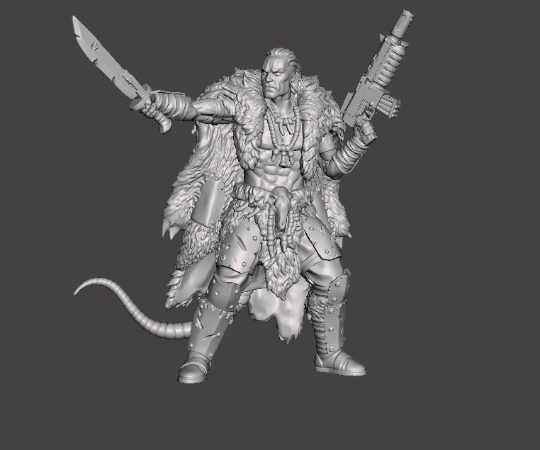 Ratskin Chieftain (Autogun & Sword) – Underhive Minis - Image 4