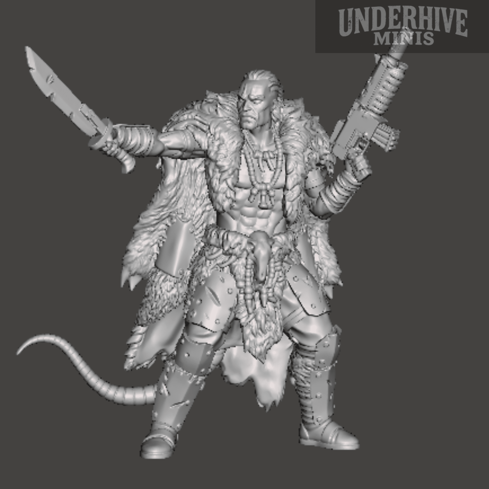 Ratskin Chieftain (Autogun & Sword) – Underhive Minis