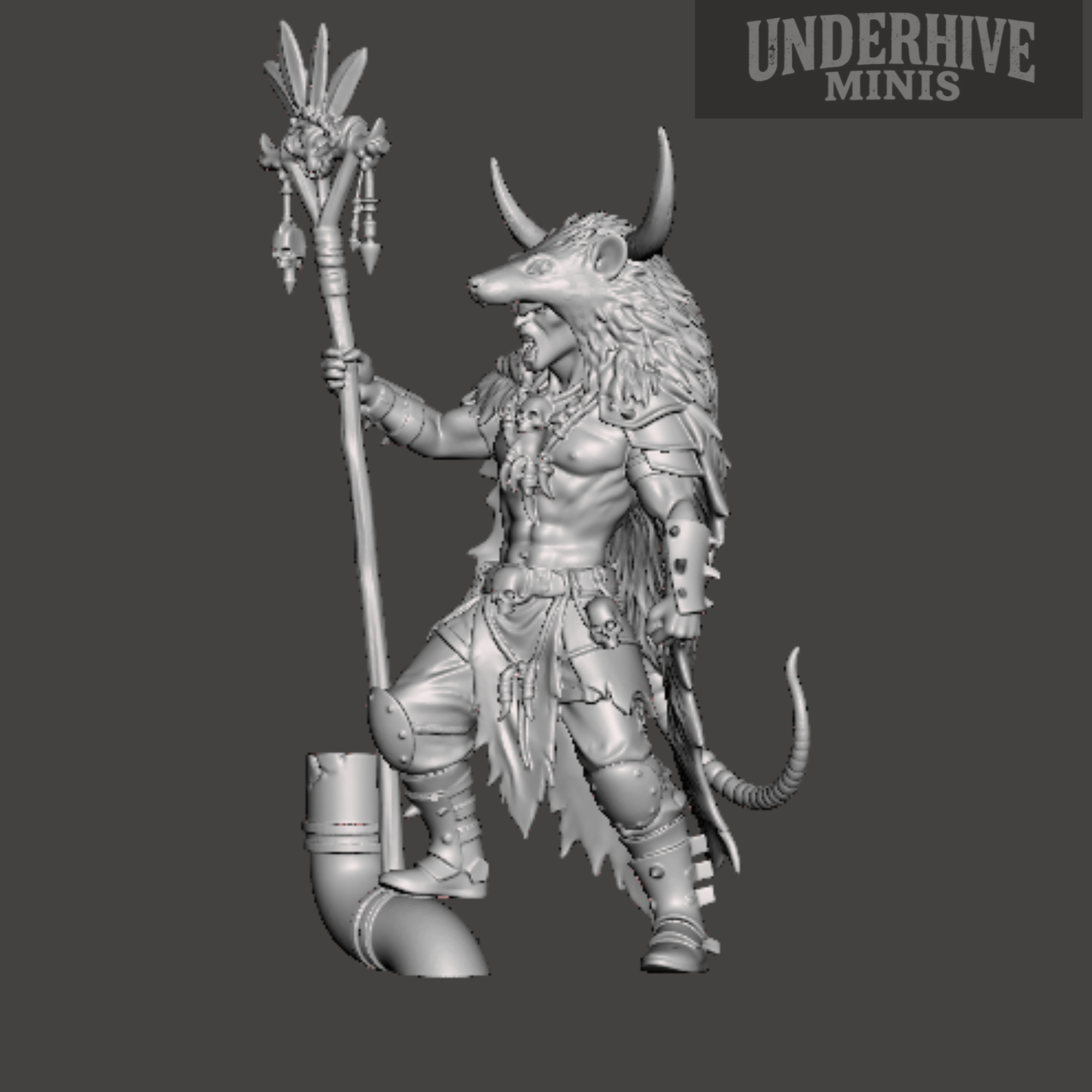 Ratskin Shaman (with Horns) – Underhive Minis