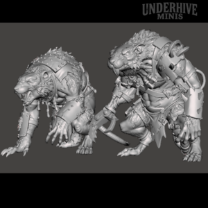 Rat Ogres – War-Beast Pair (STL Bundle) Underhive Minis