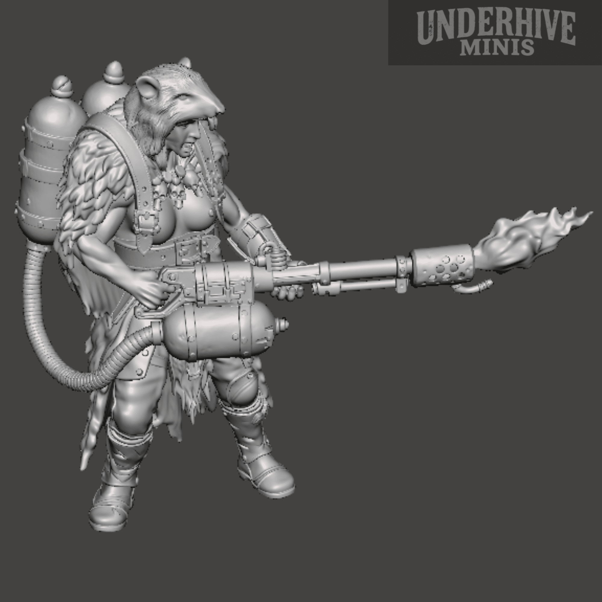Female Ratskin (Flamer) – Underhive Minis