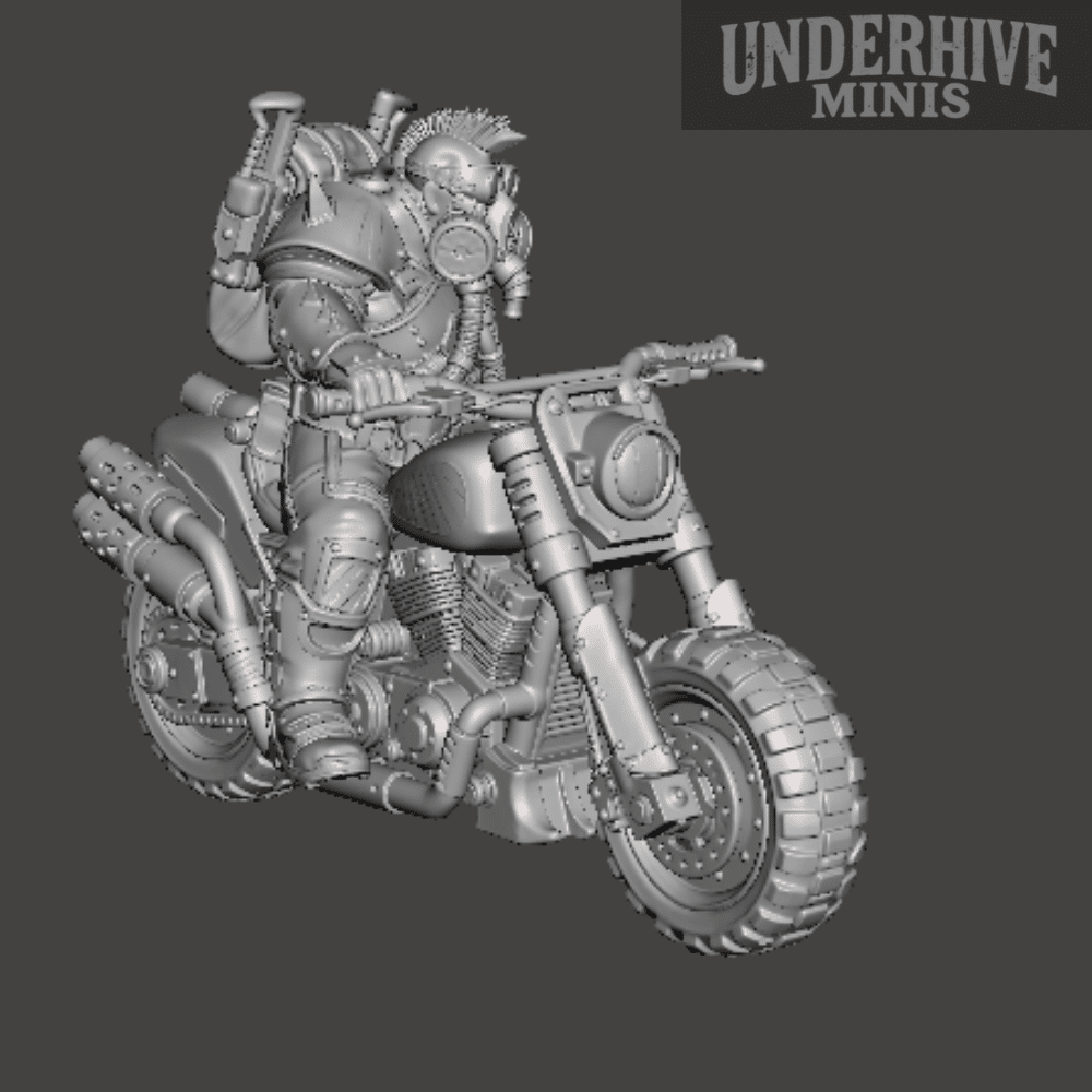 Biker Brute 02 β Gasmask and Cleaver β Underhive Minis - Image 2